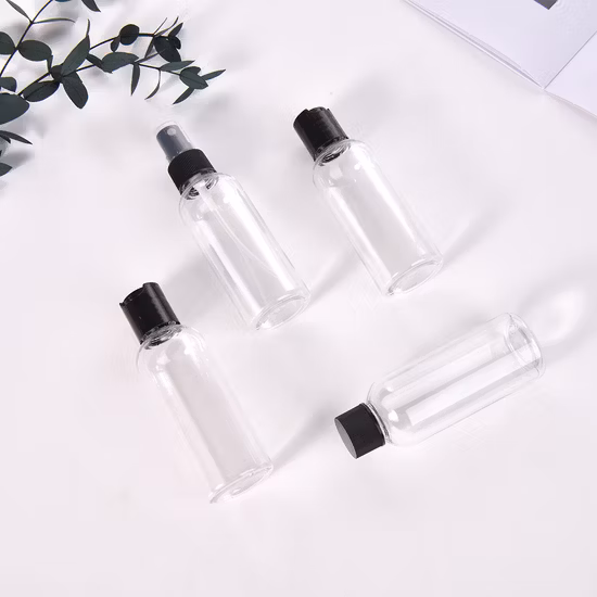 Set di 4 bottiglie da viaggio in contenitore per articoli da toeletta in PVC, per shampoo, acqua e crema